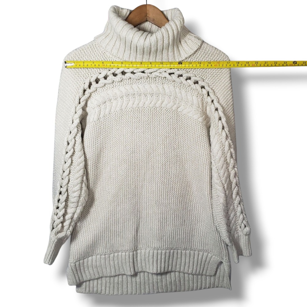 Simply Vera S Oversized Chunky Knit Cottagecore Cable Turtleneck Sweater - Picture 8 of 8